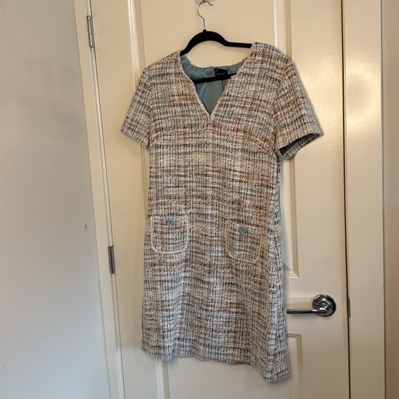 Connected Apparel Tweed Short Sleeve Sheath Dress - Picture 6 of 14